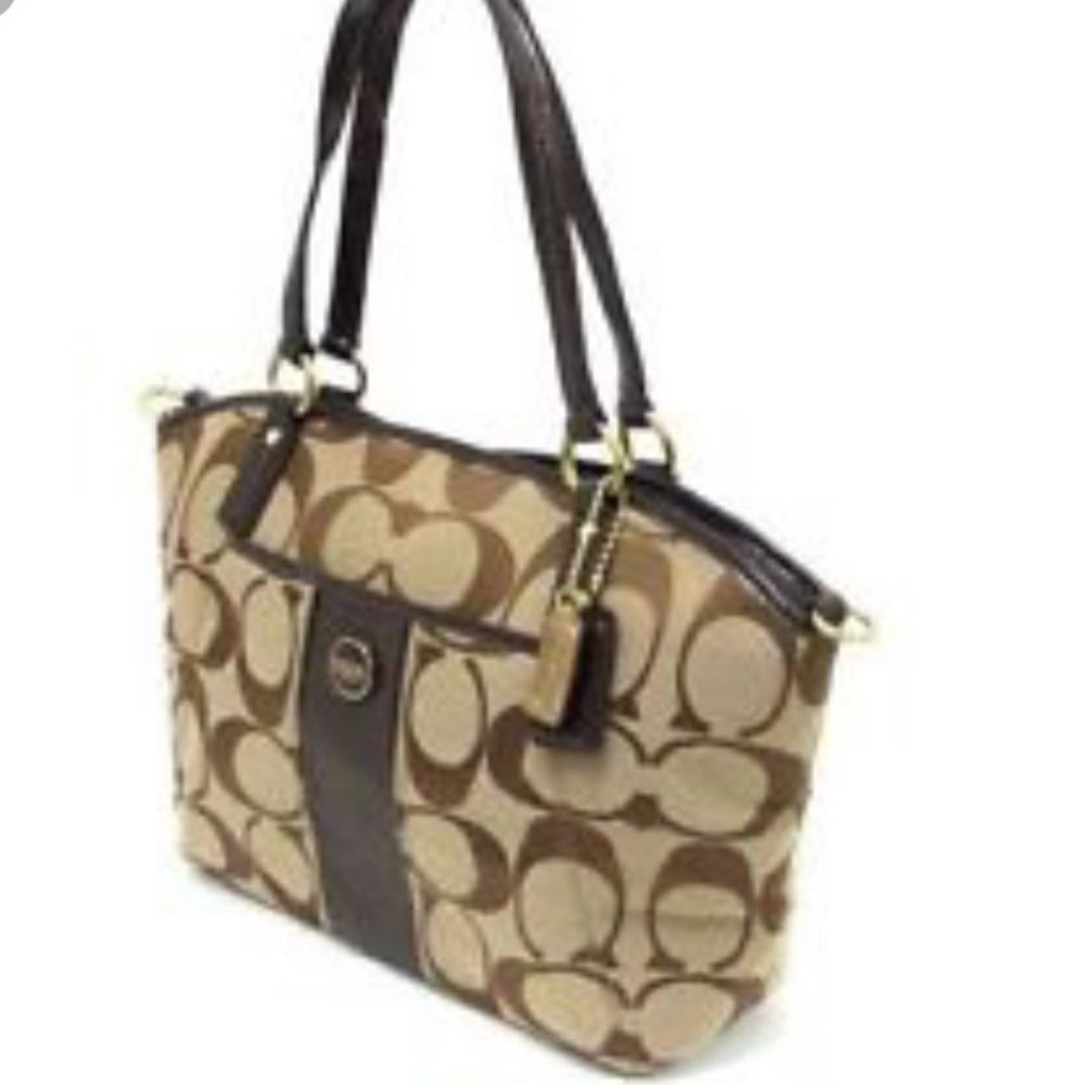 ❌SOLD❌Coach signature striped pocket tote - Picture 2 of 9